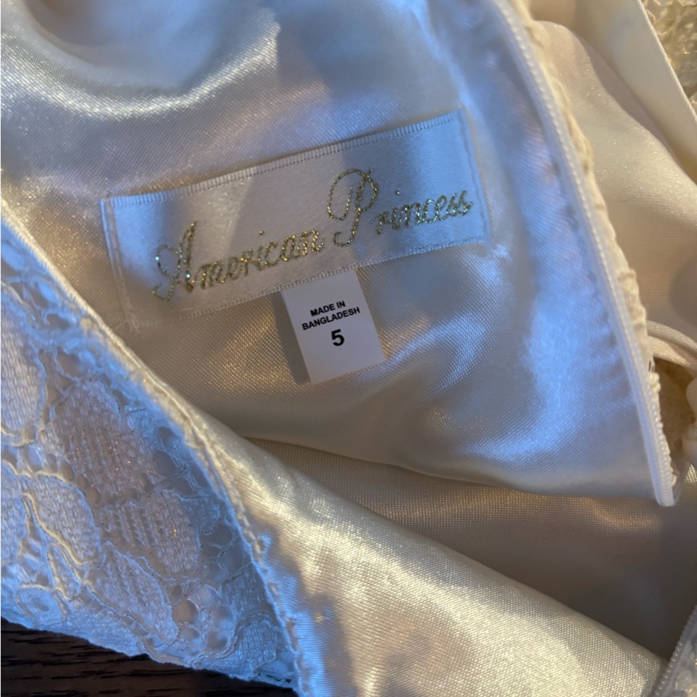 American Princess Ivory Lace Dress with Bow - Picture 8 of 12